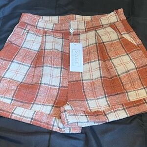 Sage High Waist Brown and Cream Shorts Size Small NWT